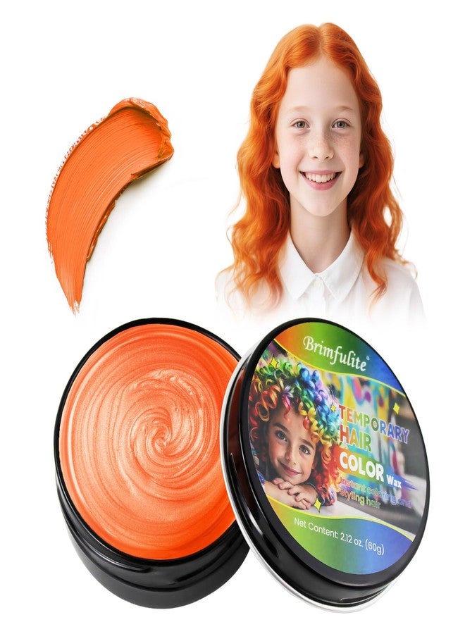BRIMFULITE Orange Hair Wax, Temporary Hair Color Wax, Nourishing & Washable Hair Color for Kids, Women and Men 2.12 Oz. - Image 1